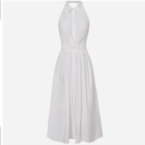 Rihoas The White Collared Twist Backless Halter Midi Dress Size Medium